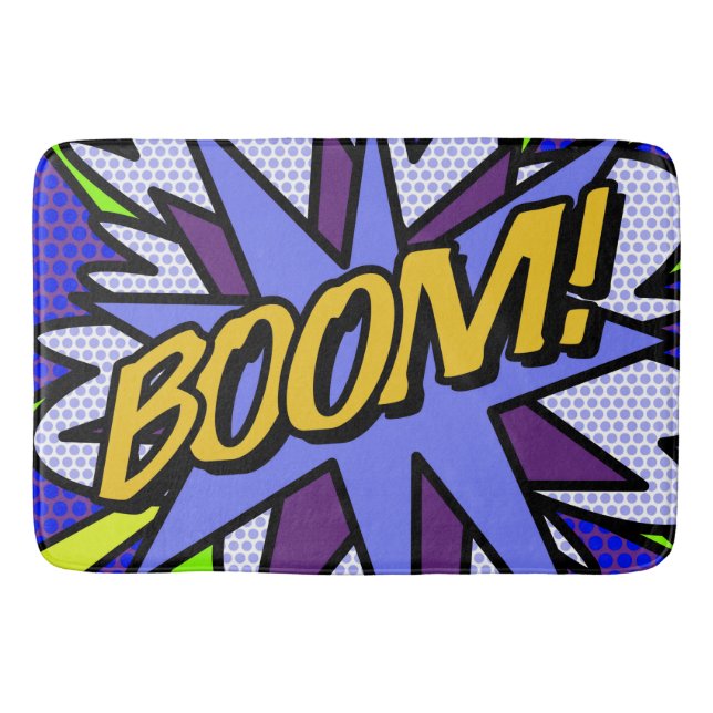 Fun Cool Modern Comic Book BOOM Bath Mat (Front)