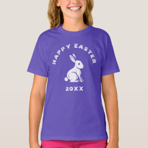 Fun Cool Purple White Happy Easter Bunny Rabbit T-Shirt