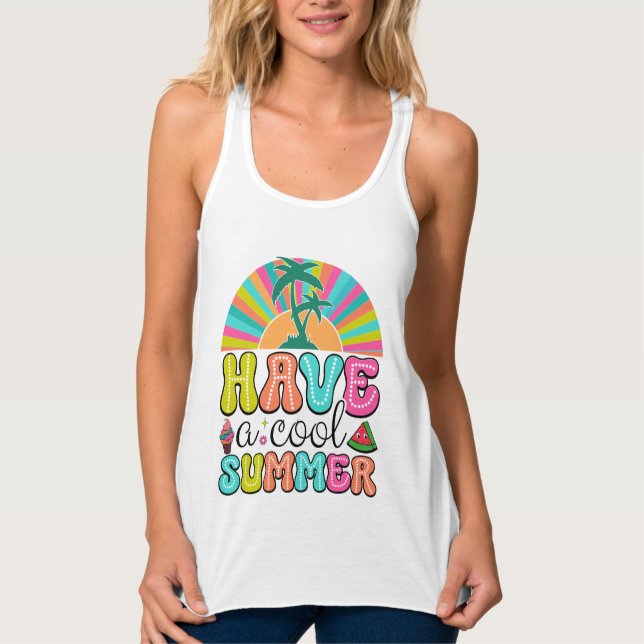 Fun cool Summer word art beach  Singlet (Front)