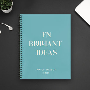 Fun Cool Teal Custom Name Brilliant Ideas Planner  Notebook