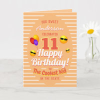 Fun Coolest Kid Birthday Sun Emojis and Balloons