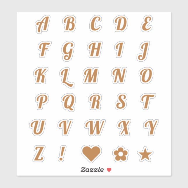 Fun Copper Font Alphabet Initial Monogram Letters (Sheet)