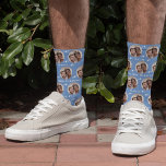 Fun Cornflower Blue Newlywed Couple Photo Pattern Socks<br><div class="desc">These fun cornflower blue newlywed couple photo pattern wedding socks feature the couple's photo and white hearts in an offset pattern and their names and wedding date! These are perfect for the groom as he walks down the aisle, as a bridal party favour, or as a bridal or couple's shower...</div>
