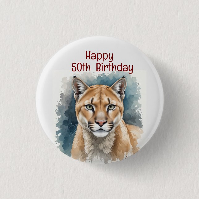  Fun Cougar Over the Hill Custom Age Birthday 3 Cm Round Badge (Front)