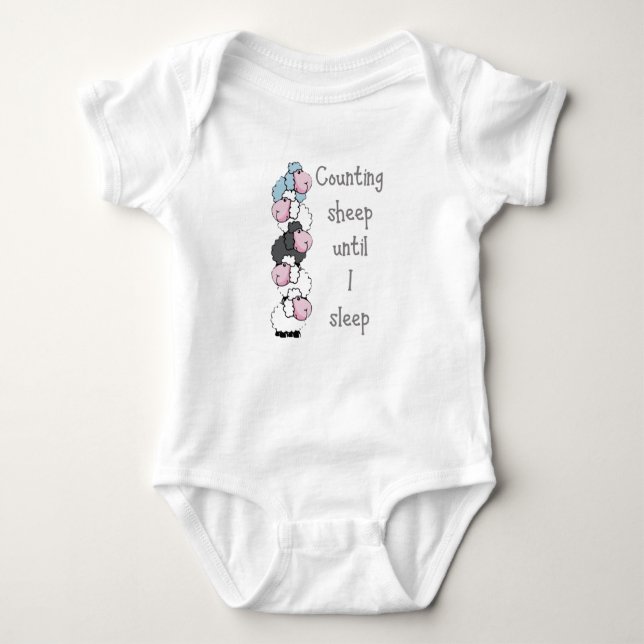Fun Counting Sheep Until I Sleep Quote Baby Bodysuit (Front)