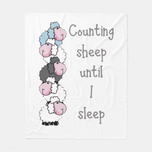 Fun Counting Sheep Until I Sleep Quote Fleece Blanket