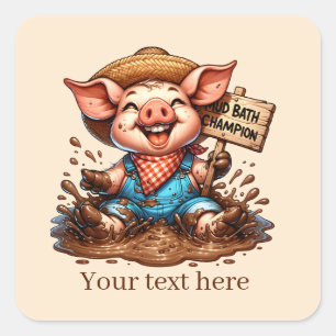 Fun Country pig lovers add text Square Sticker