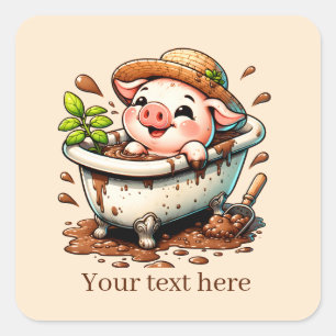 Fun Country pig lovers add text  Square Sticker