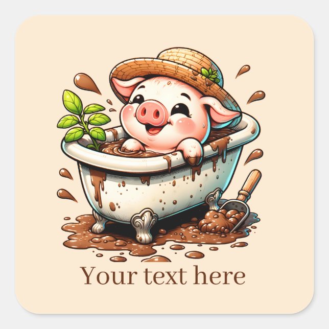 Fun Country pig lovers add text  Square Sticker (Front)