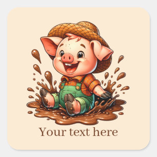 Fun Country pig lovers add text  Square Sticker