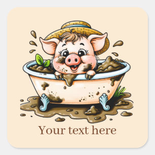 Fun Country pig lovers add text  Square Sticker