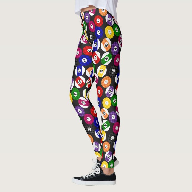 Fun Country Style Chequered Billiards Pattern Leggings (Left)