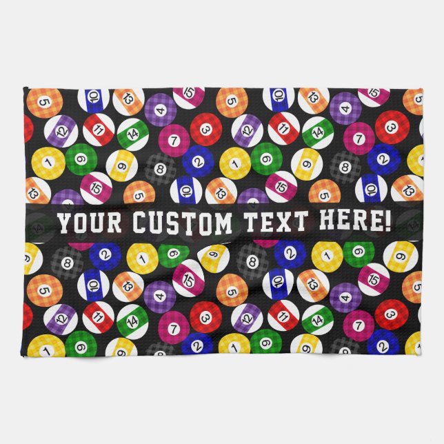 Fun Country Style Chequered Billiards Pattern Tea Towel (Horizontal)