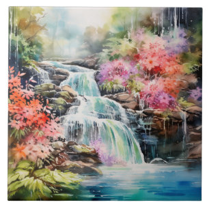 Fun Country waterfall scene Tile