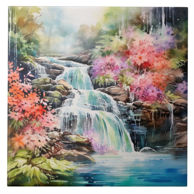 Fun Country waterfall scene  Tile (Front)