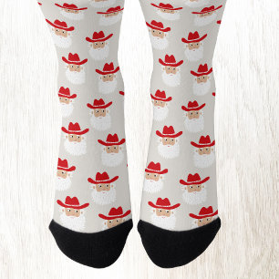 Fun Cowboy Santa Claus Western Christmas Socks