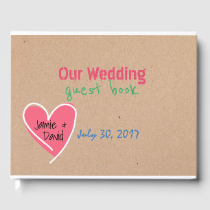 Fun Craft Paper Look Wedding Guest Book