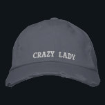 Fun Crazy Lady Quote Rustic Scotland Blue Vintage  Embroidered Hat<br><div class="desc">Personalised Crazy Lady blue vintage baseball cap. A cool birthday gift idea.</div>