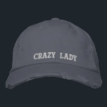 Fun Crazy Lady Quote Rustic Scotland Blue Vintage  Embroidered Hat<br><div class="desc">Personalised Crazy Lady blue vintage baseball cap. A cool birthday gift idea.</div>