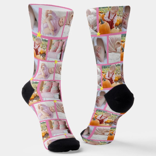 Fun Create your own 5-photo collage Crew  Socks (Angled)