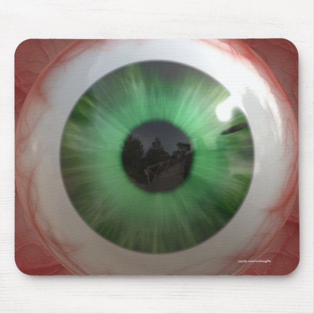 Fun Creepy Green Eye-ball - Weird,Tasteless Gift Mouse Pad (Front)