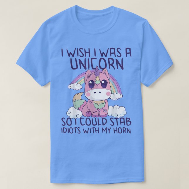Fun Creepy Kawaii Pastel Goth Unicorn Cute Sarcasm T-Shirt (Design Front)
