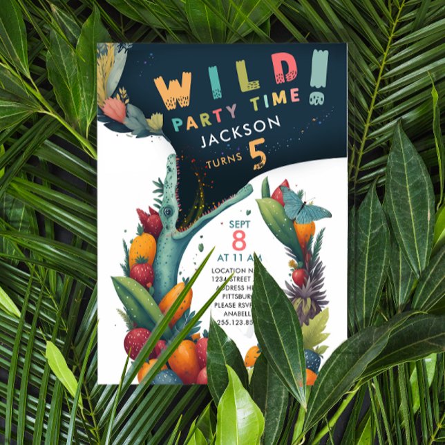 Fun Crocodile Alligator Dino Tropical Wild Party Invitation (Creator Uploaded)