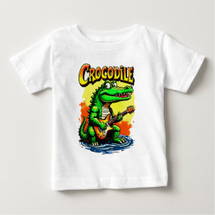Fun Crocodile T-Shirt: Guitar-Playing Graphic  Baby T-Shirt