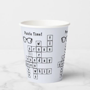 Fun Crossword Puzzle, Black Eyeglass Frames Paper Cups
