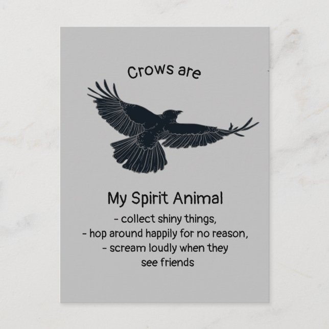 Fun Crows Bird Spirit Animal Humour Quote Totem Postcard (Front)