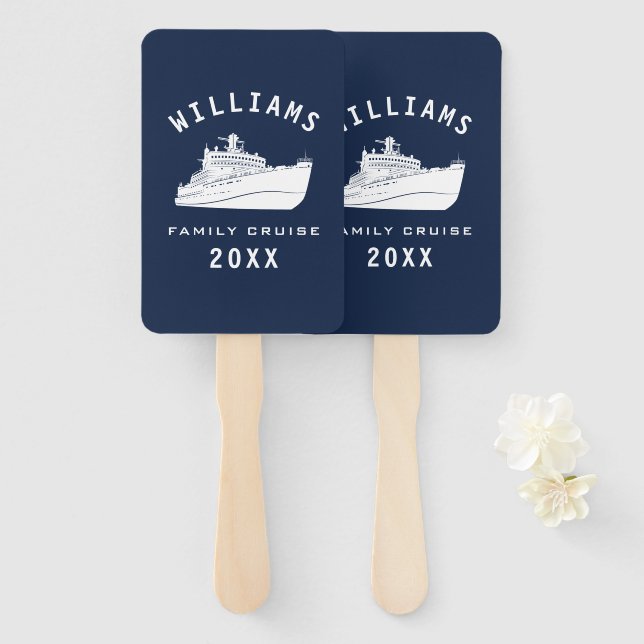Fun Cruise Ship Sea Family Reunion Summer Vacation Hand Fan (Front and Back)
