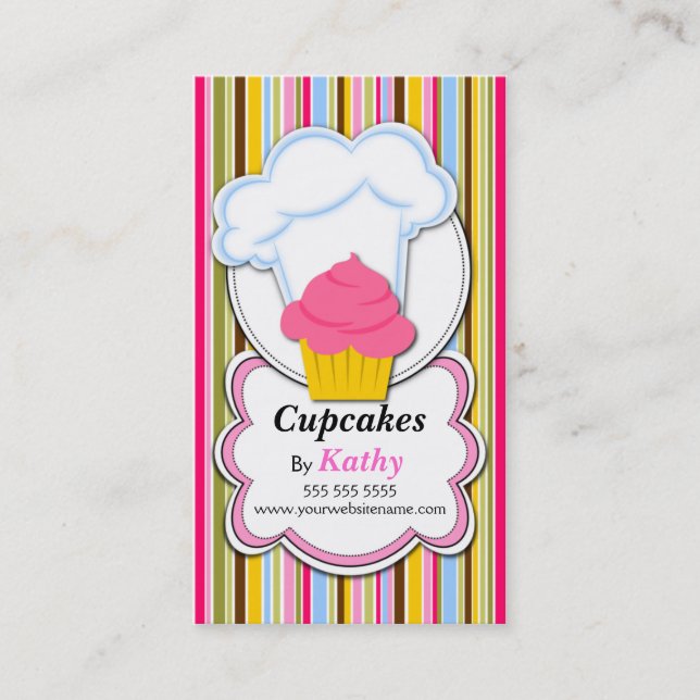 Fun Cupcake & Baker's Hat Business Cards (Front)