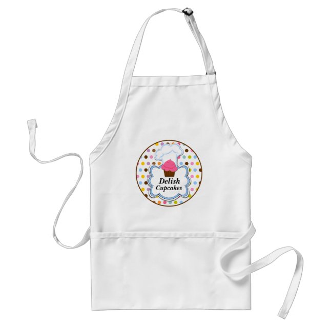 Fun Cupcake & Baker's Hat Personalised Apron (Front)