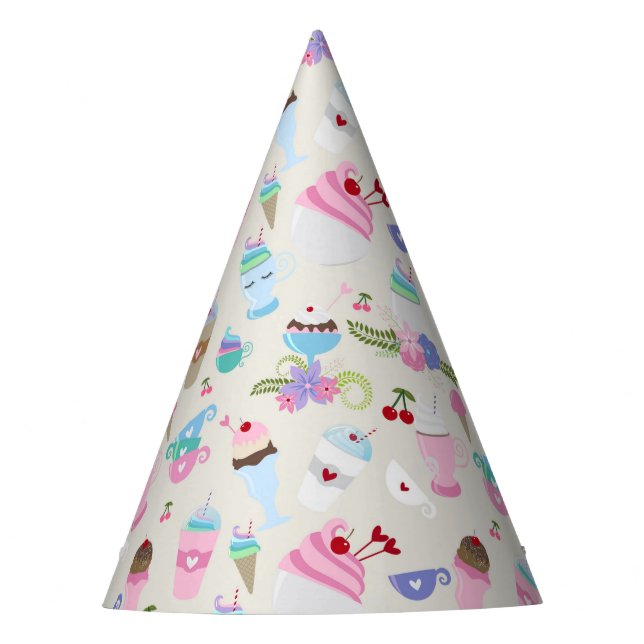 Fun Cupcake Sweets Birthday Party Pattern Party Hat (Front)