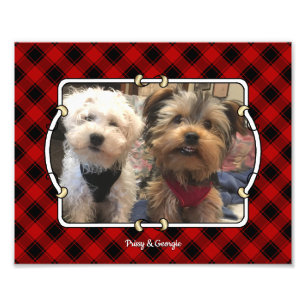Fun Custom Christmas Red & Black Plaid Photo Frame Print