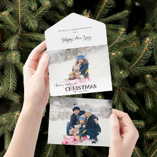 Fun Custom Christmas Typography Photo All In One Invitation
