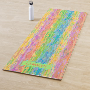 Fun Custom Colorful Whimsical Stripes Art Pattern Yoga Mat