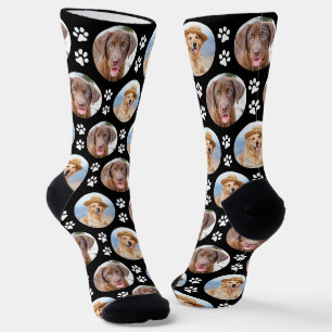 Fun Custom Dog 2 Pet Photo Cute Paw Prints Socks