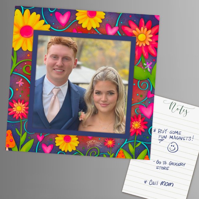 Fun Custom Family Photo Hearts Colourful Floral (Creator Uploaded)