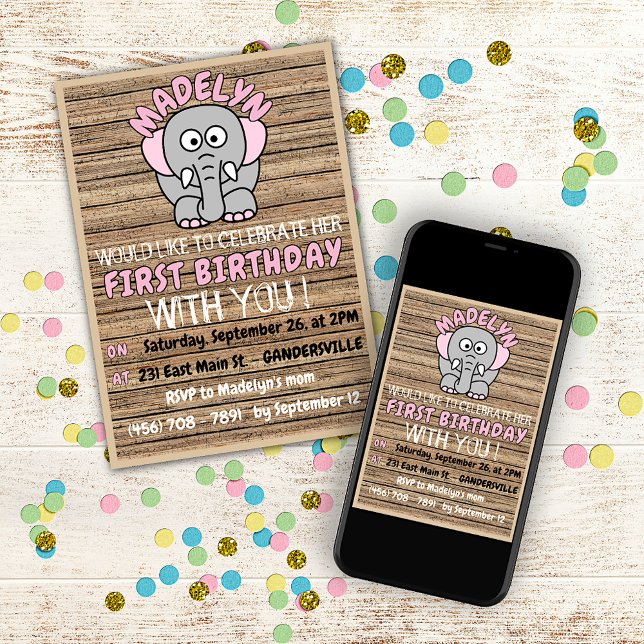 Fun Custom Girl's First Birthday Celebration Party Invitation (Creator Uploaded)