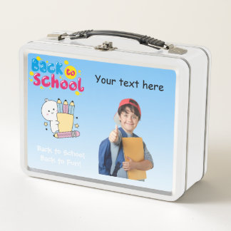 Fun Custom Kids Photo | Name Back to School Metal Lunch Box