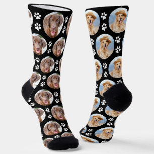 Fun Custom Mismatched Dog Paw Prints Pet Photo Socks