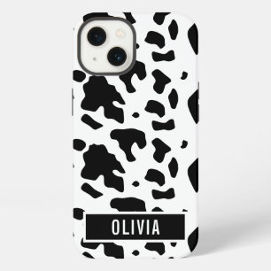 Fun Custom Name Holstein Cow Animal Print Pattern iPhone 13 Case