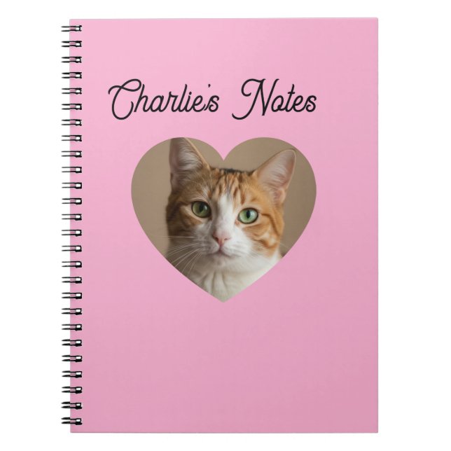  Fun Custom Pet Cat Heart Frame Back to School Notebook (Front)