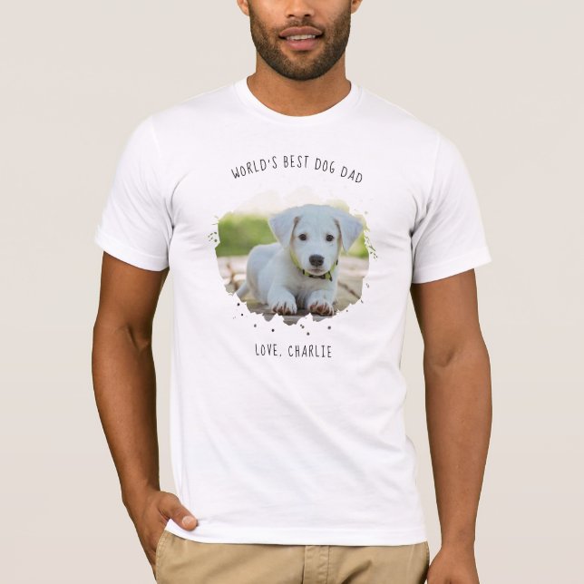Fun Custom Pet Photo Splash Best Dog Dad T-Shirt (Front)