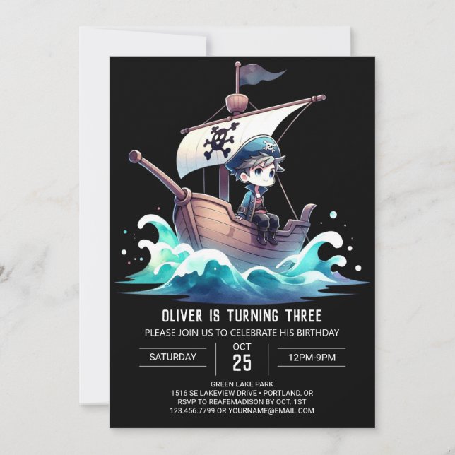 Fun Custom Pirate Birthday Invitation (Front)
