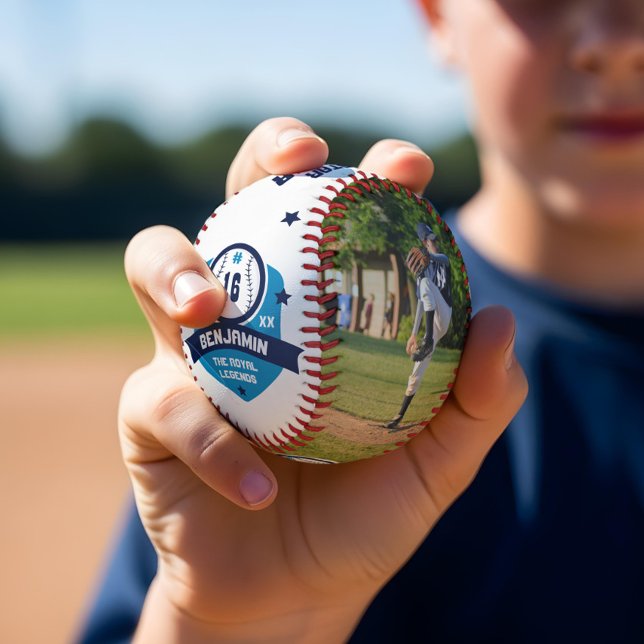 Fun Custom Player Name & Number Two Photo Sporty Baseball (Fun Custom Player Name & Number Two Photo Sporty Baseball)