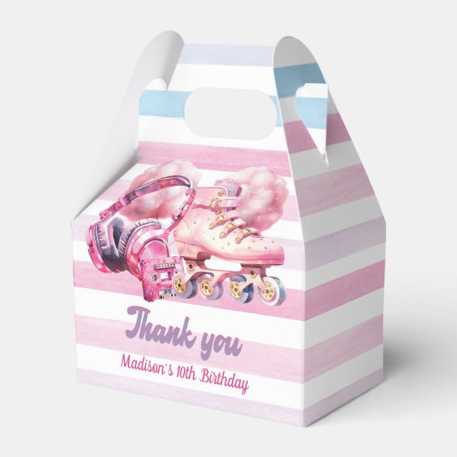 Fun Custom Watercolor Roller Blade Birthday Favour Box (Front Side)