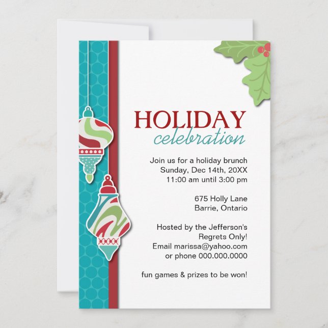 Fun Customisable Holiday Party Invitation (Front)