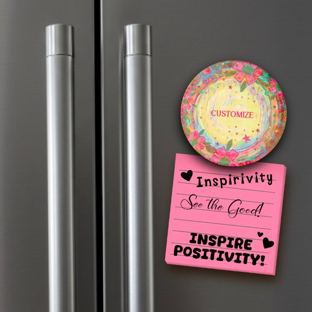 Fun Customised Colourful Pink Floral Inspirivity Magnet (Creator Uploaded)